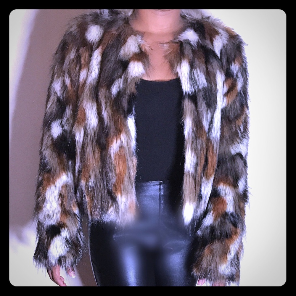 Multi colored Faux fur jacket